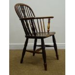 19th century ash and elm double bow Windsor chair,