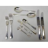 Canteen of Sheffield plated rat tail cutlery,