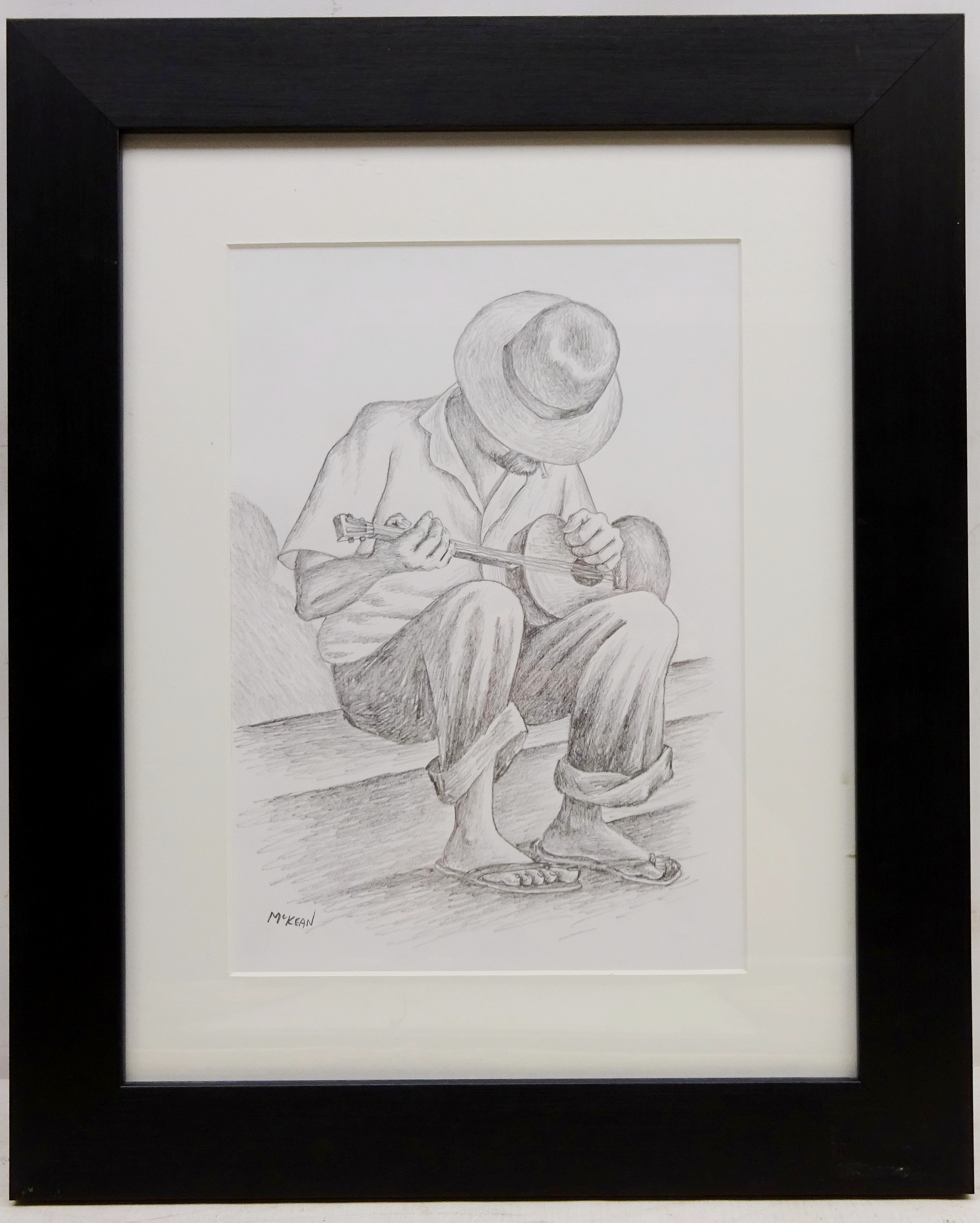 Man Playing a Guitar, pencil drawing signed by Graham McKean (Scottish 1962-) 28. - Image 2 of 2