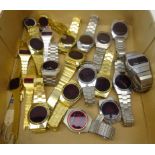 Collection of Gents stainless steel quartz LCD wristwatches incl.
