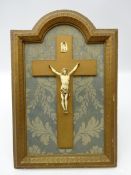 19th century Continental carved ivory Corpus Christi with ivory INRI on a giltwood cross,