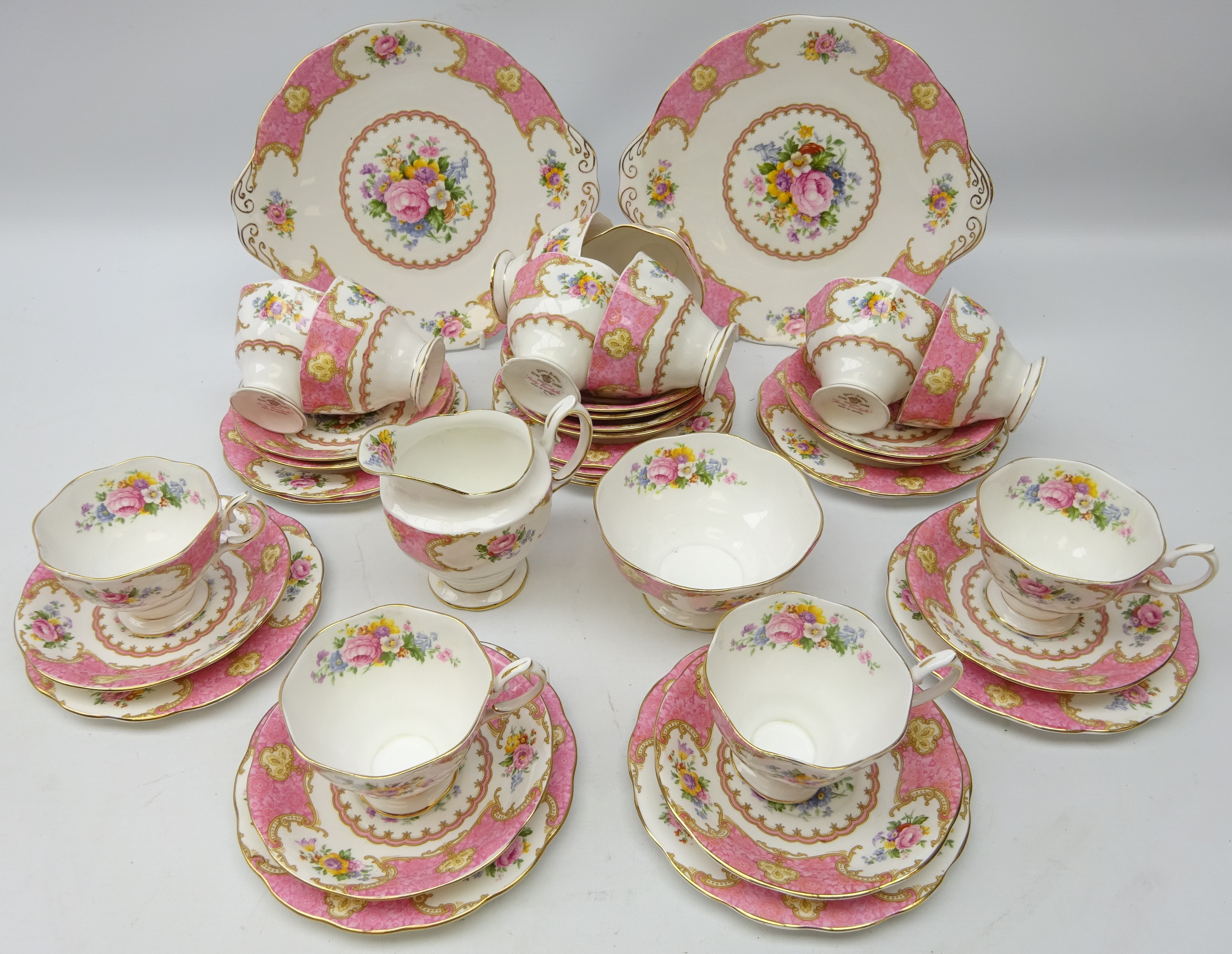 1940s Royal Albert 40 piece 'Lady Carlyle' pattern tea service,