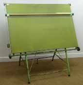 Early to mid 20th century adjustable architects drawing board, W145cm,
