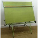 Early to mid 20th century adjustable architects drawing board, W145cm,