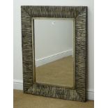 Rectangular timber effect silver and black finish mirror, W79cm,