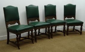 Set four 19th century oak dining chairs, shaped cresting rail,