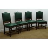 Set four 19th century oak dining chairs, shaped cresting rail,