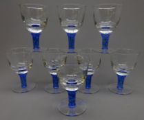 Set of eight claret glasses,