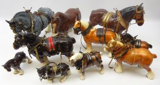 Collection of ceramic Shire Horse models,