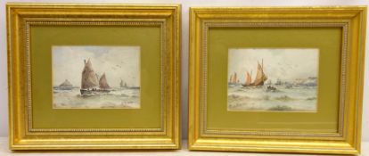 Fishing Boats off Shore, two 20th century watercolours signed by Austin Smith, one dated 1915,