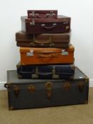 A collection of six vintage travel trunks and suitcases (6) Condition Report <a