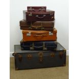 A collection of six vintage travel trunks and suitcases (6) Condition Report <a