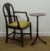 Hepplewhite style mahogany armchair, upholstered seat,