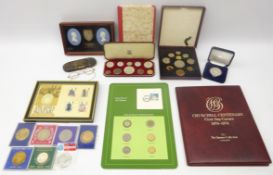 Collection of coins including; 1951 proof set, 1953 proof set, commemorative coins,