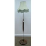 Retro walnut and brass finish standard lamp,