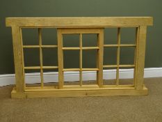 Georgian style pine pane timber window, W130cm, H74cm,