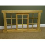 Georgian style pine pane timber window, W130cm, H74cm,