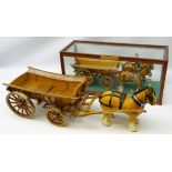 1980s hand crafted oak model of a Horse and Cart 'Boat Wain' by T.