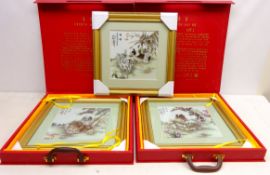 Portraits of Dogs, thee Chinese transfer prints on porcelain dated 2005,