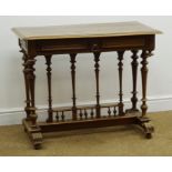 Victorian mahogany side table, moulded top, single drawer, turned column supports,