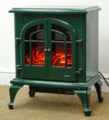 Warmlite log effect stove heater, green finish, W47cm,