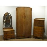 Art Deco oak bedroom suite comprising of an arched wardrobe,