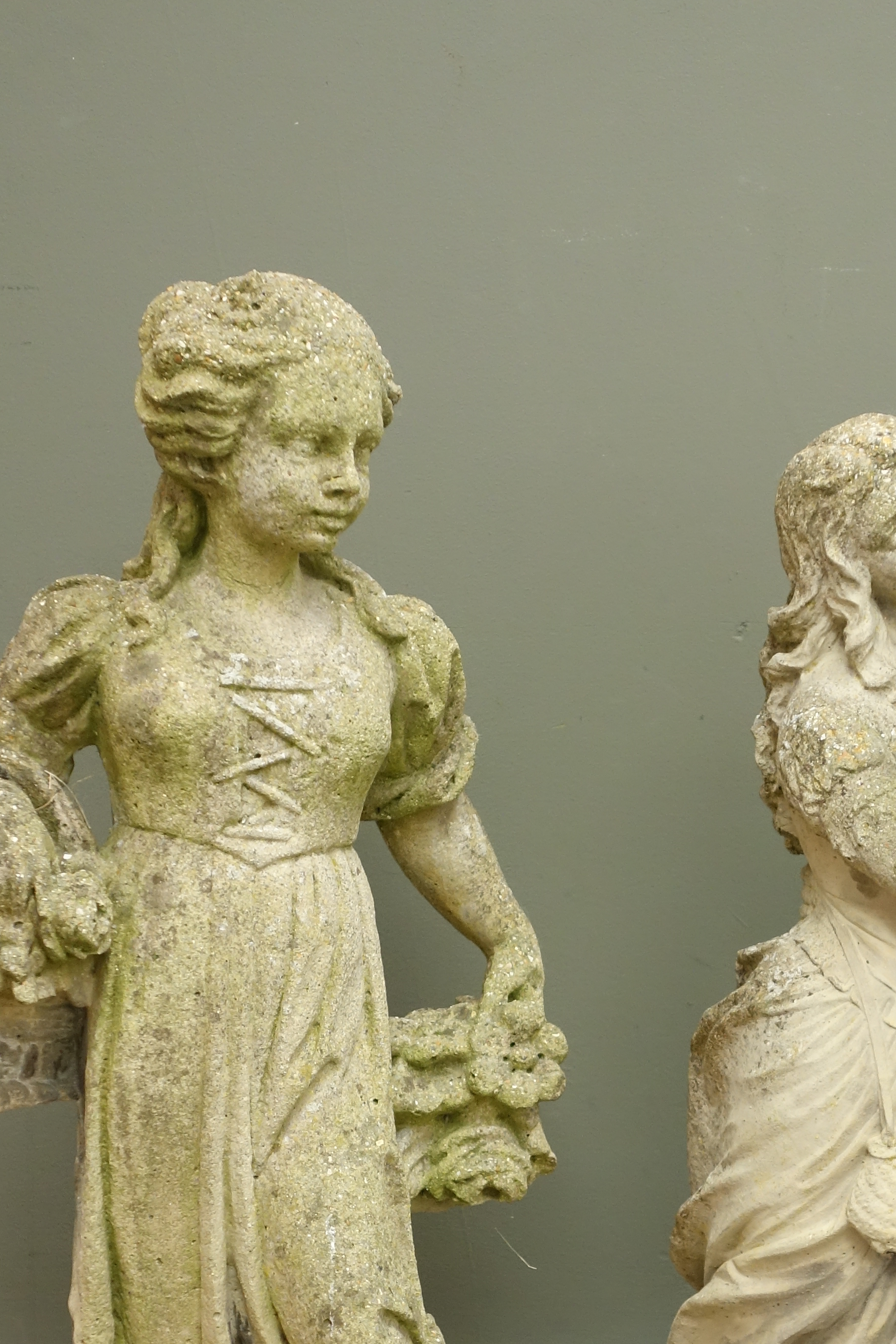 Two composite stone garden figures, H74cm Condition Report <a href='//www. - Image 2 of 4