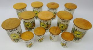 Set of thirteen Crown Devon kitchen canisters/ storage jars H16cm max (13) Condition