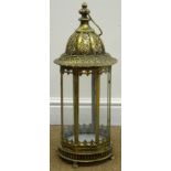 Bronze finish classical eight sided glass lantern with carrying handle, D21cm,