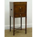 19th century mahogany gentleman's wash stand, hinged lid, single cupboard door and drawer,