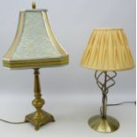 Bronze finish table lamp with shade,