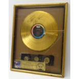 Signed Tina Turner, 'Private Dancer', RIAA Gold Sales Award, presented to John Hudson,