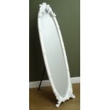 Ornate white finish dressing mirror with classical swag, H162cm,