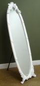 Ornate white finish dressing mirror with classical swag, H162cm,