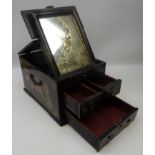 19th century Japanese ladies travelling dressing table chest, with gold lacquer decoration,