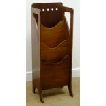 Arts and Crafts mahogany magazine rack, W36cm, H98cm,