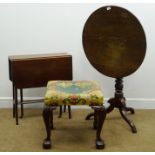 19th century circular oak tilting occasional table, single turned column,