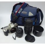 Canon EOS 500 camera, Canon EF 35-80mm lens, Sigma 70-300mm lens,