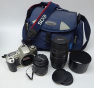 Canon EOS 500 camera, Canon EF 35-80mm lens, Sigma 70-300mm lens,