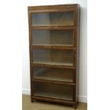 Early 20th century 'Globe Wernicke' style oak stacking library bookcase, five glazed compartments,