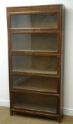 Early 20th century 'Globe Wernicke' style oak stacking library bookcase, five glazed compartments,