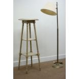 Standard lamp, bronze finish (H150cm) and a jardinière stand, marble top, painted finish,