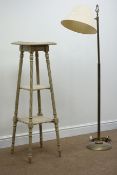 Standard lamp, bronze finish (H150cm) and a jardinière stand, marble top, painted finish,