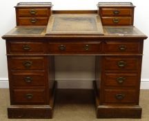 Victorian oak double pedestal desk,