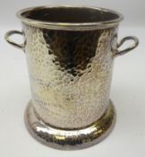 Arts & Crafts style hammered silver-plated wine cooler, H16.