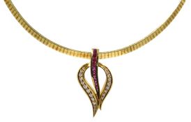 18ct gold pendant set with graduating diamonds and rubies,