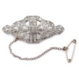 Art Deco platinum and silver diamond buckle brooch Condition Report Approx 7gm,