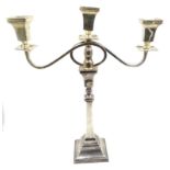 Silver three light candelabra by Britton, Gould & Co, Birmingham 1936,