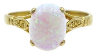 Opal silver-gilt ring, stamped SIL Condition Report <a href='//www.