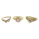 Three 9ct gold cubic zirconia set rings all hallmarked Condition Report 6gm<a